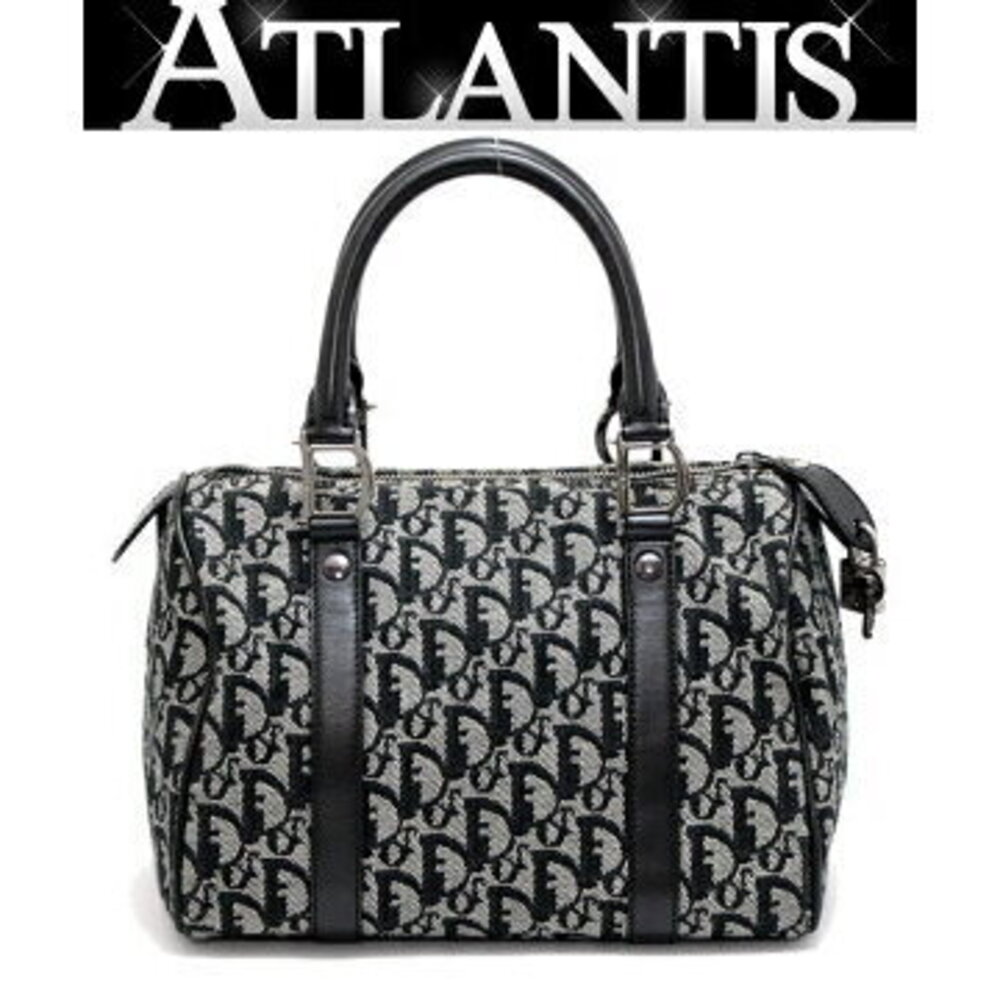 Christian Dior Trotter Boston Handbag Jacquard Black